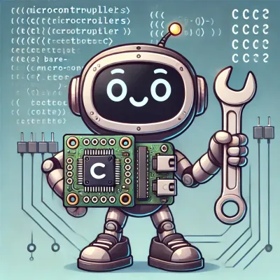A robot holding a microcontroller with a chip on it